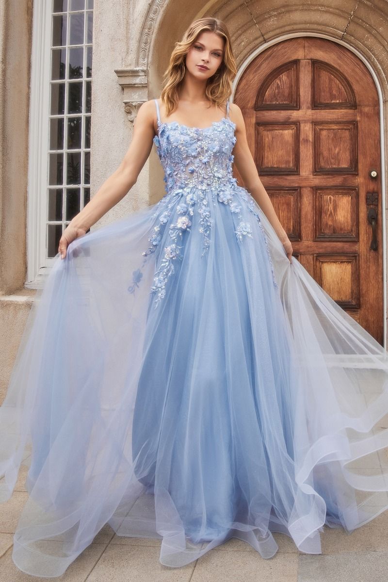 FLORAL APPLIQUE A-LINE GOWN CDA1142 FLORAL APPLIQUE A-LINE GOWN CDA1142