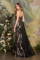 Stunning Black Sequin Tulle Gown CDA1502 - Cinderella Divine Prom Dress