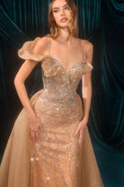 Stunning Silver Beaded Tulle Gown CDA1505 - Cinderella Divine Prom Dress