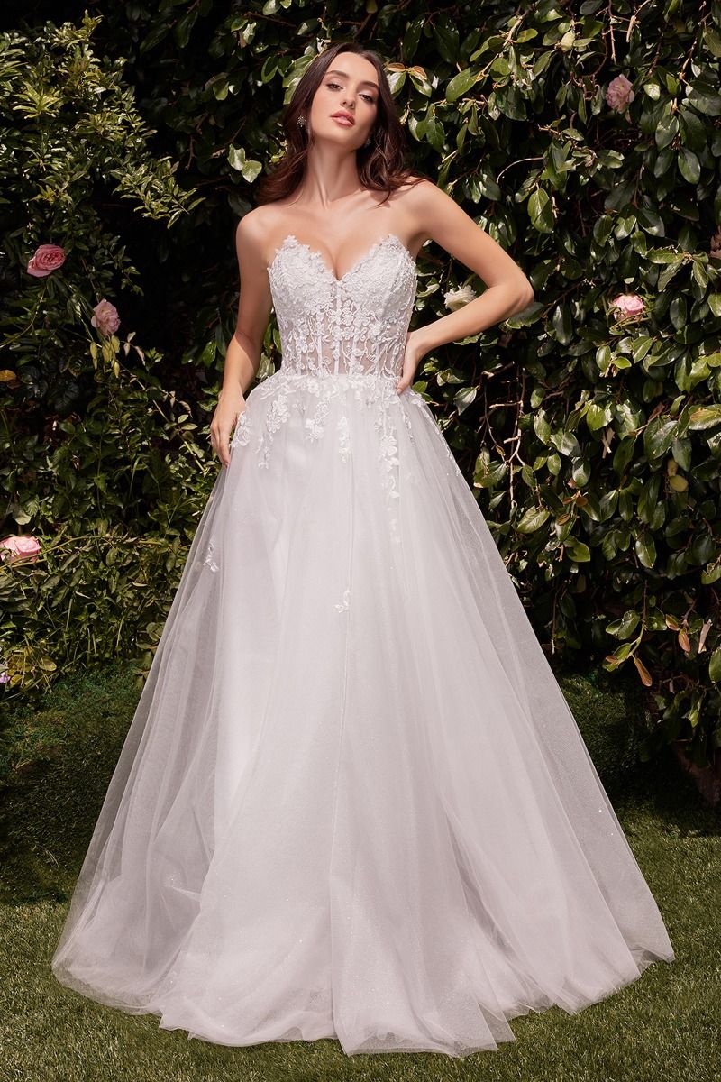 STRAPLESS A-LINE LACE & TULLE WEDDING DRESS CDC148W | SMCDress STRAPLESS A-LINE LACE & TULLE WEDDING DRESS CDC148W | SMCDress
