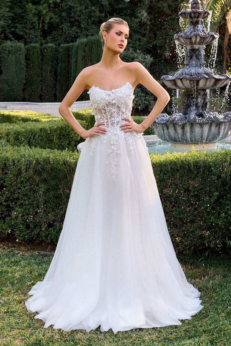 Opulent Off-White Strapless A-Line Gown CDC174W - Cinderella Divine Evening Dress CDC174W