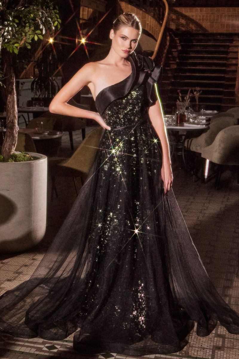 ONE SHOULDER BLACK BALL GOWN CDCB157 | SMCDress ONE SHOULDER BLACK BALL GOWN CDCB157 | SMCDress