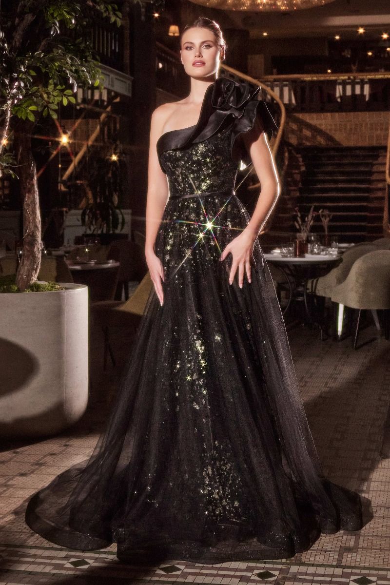 ONE SHOULDER BLACK BALL GOWN CDCB157 | SMCDress ONE SHOULDER BLACK BALL GOWN CDCB157 | SMCDress
