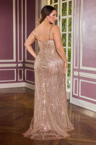 Stunning Blue Sequin Beaded Gown CDCC398C - Cinderella Divine Prom Dress