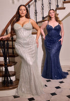 Stunning Blue Sequin Beaded Gown CDCC398C - Cinderella Divine Prom Dress