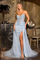 Statuesque Green Beaded Fitted Gown CDCC492 - Cinderella Divine Evening Dress CDCC492