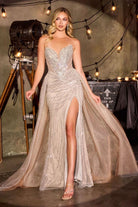 Statuesque Green Beaded Fitted Gown CDCC492 - Cinderella Divine Evening Dress CDCC492