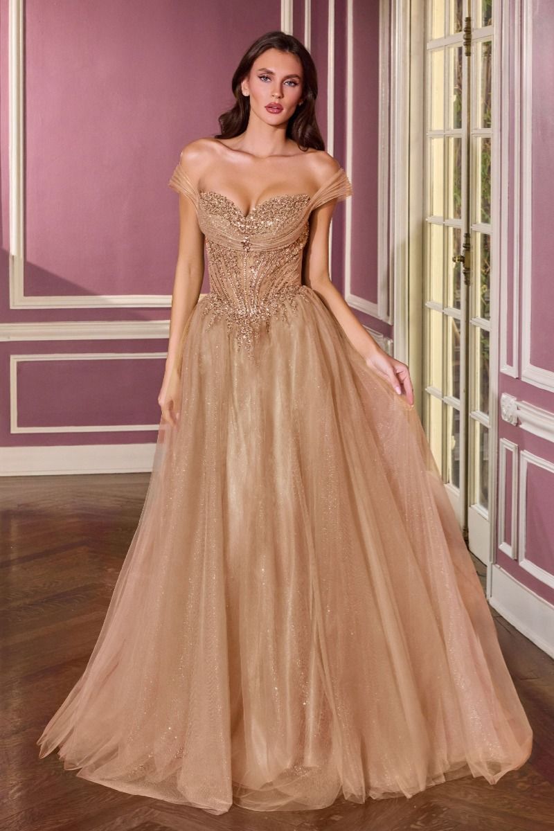 Stunning Sage Sequin Beaded Gown CDCC493 - Cinderella Divine Prom Dress