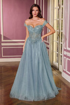 Stunning Sage Sequin Beaded Gown CDCC493 - Cinderella Divine Prom Dress