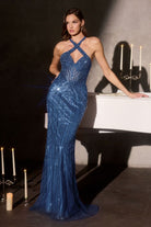 Stunning Red Beaded Lace Gown CDCC495 - Cinderella Divine Prom Dress