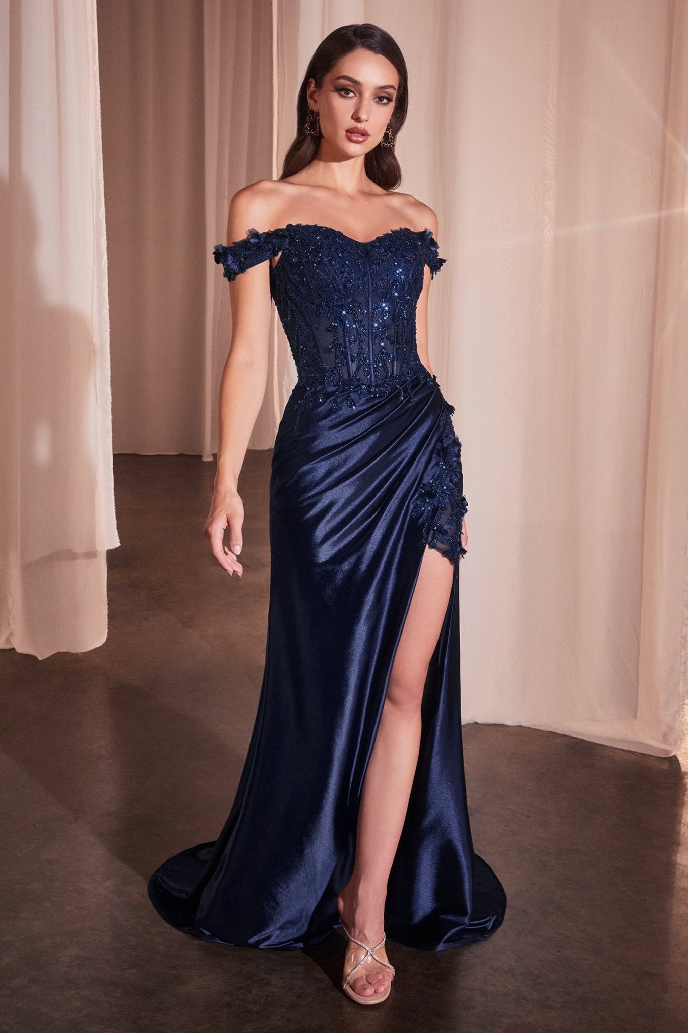 FLORAL OFF THE SHOULDER GOWN CDCD0186