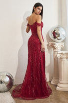 Off-shoulder sequin gown-smcdress