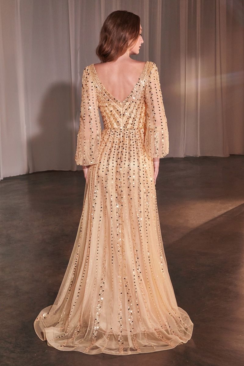 LONG SLEEVE A-LINE BEADED DRESS CDCD0240 | SMCDress LONG SLEEVE A-LINE BEADED DRESS CDCD0240 | SMCDress