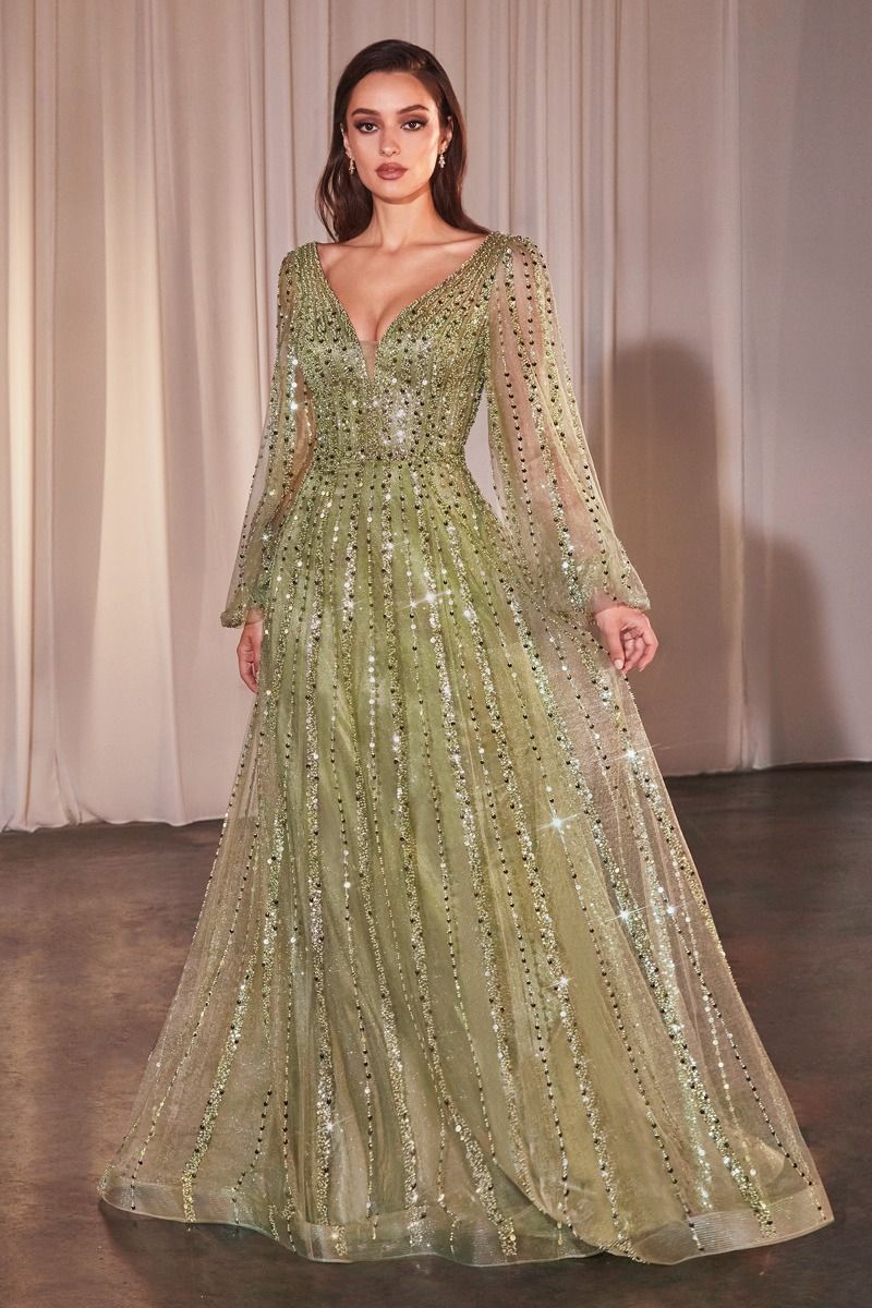 LONG SLEEVE A-LINE BEADED DRESS CDCD0240 | SMCDress LONG SLEEVE A-LINE BEADED DRESS CDCD0240 | SMCDress