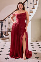 Breathtaking Slit A-Line Gown CDCD409 - Cinderella Divine Evening Dress CDCD409