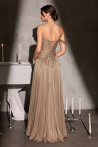 Breathtaking Slit A-Line Gown CDCD409 - Cinderella Divine Evening Dress CDCD409