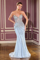 Stunning Sage Sequin Beaded Gown CDCD660 - Cinderella Divine Prom Dress