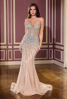 Stunning Sage Sequin Beaded Gown CDCD660 - Cinderella Divine Prom Dress