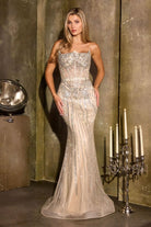 Stunning Silver Sequin Beaded Gown CDCD684 - Cinderella Divine Prom Dress