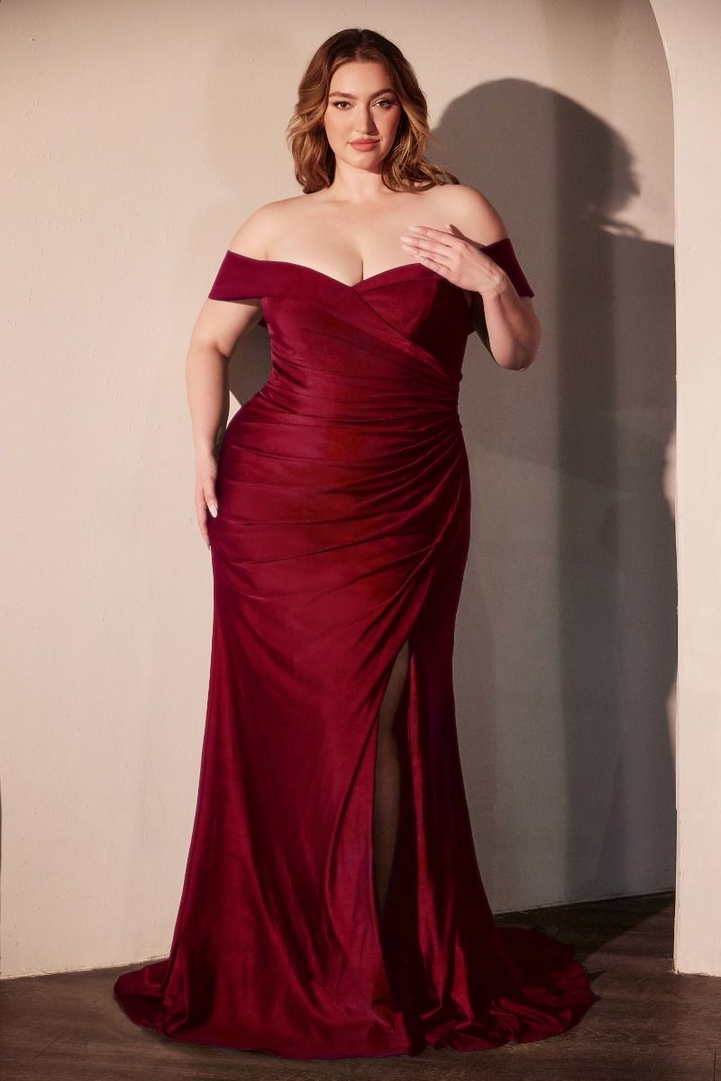 STRETCH SPANDEX OFF THE SHOULDER CURVE DRESS CDCD790C