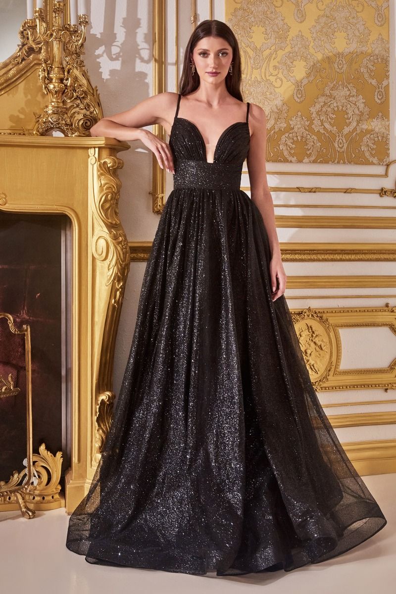Layered Glitter Ball Gown CDCD996 6 / Emerald Layered Glitter Ball Gown CDCD996 6 / Emerald