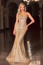 Elegant Gold Beaded Mermaid Gown CDCDS557 - Cinderella Divine Evening Dress CDCDS557