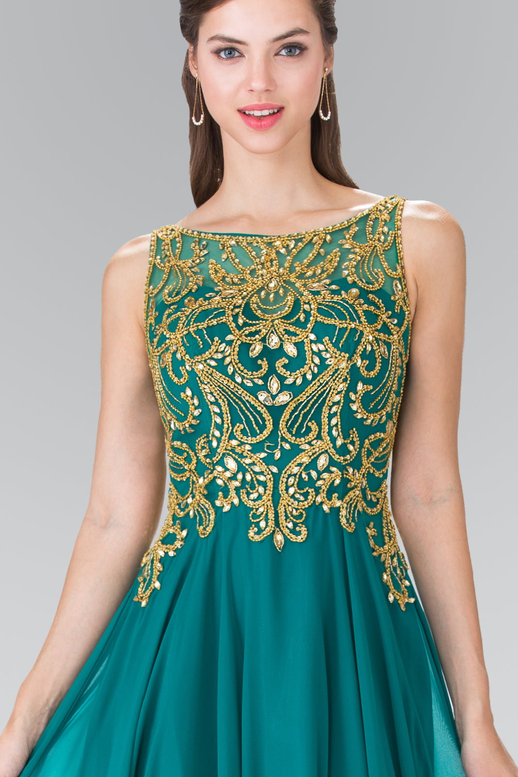 Beads Embellished Bodice Chiffon Prom Dress-smcdress