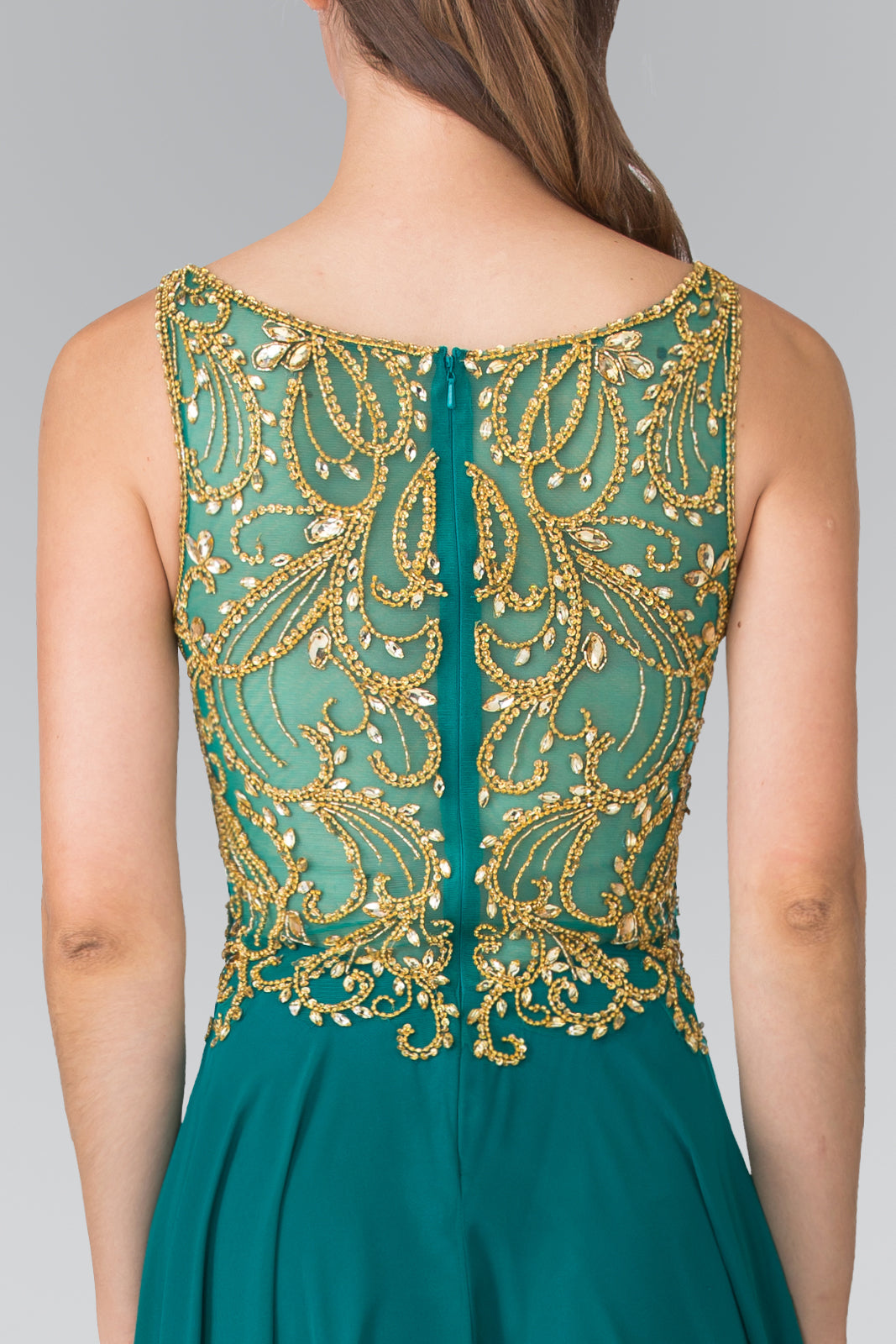 Beads Embellished Bodice Chiffon Prom Dress-smcdress