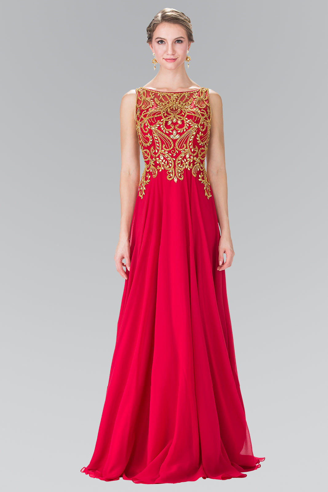 Beads Embellished Bodice Chiffon Prom Dress-smcdress