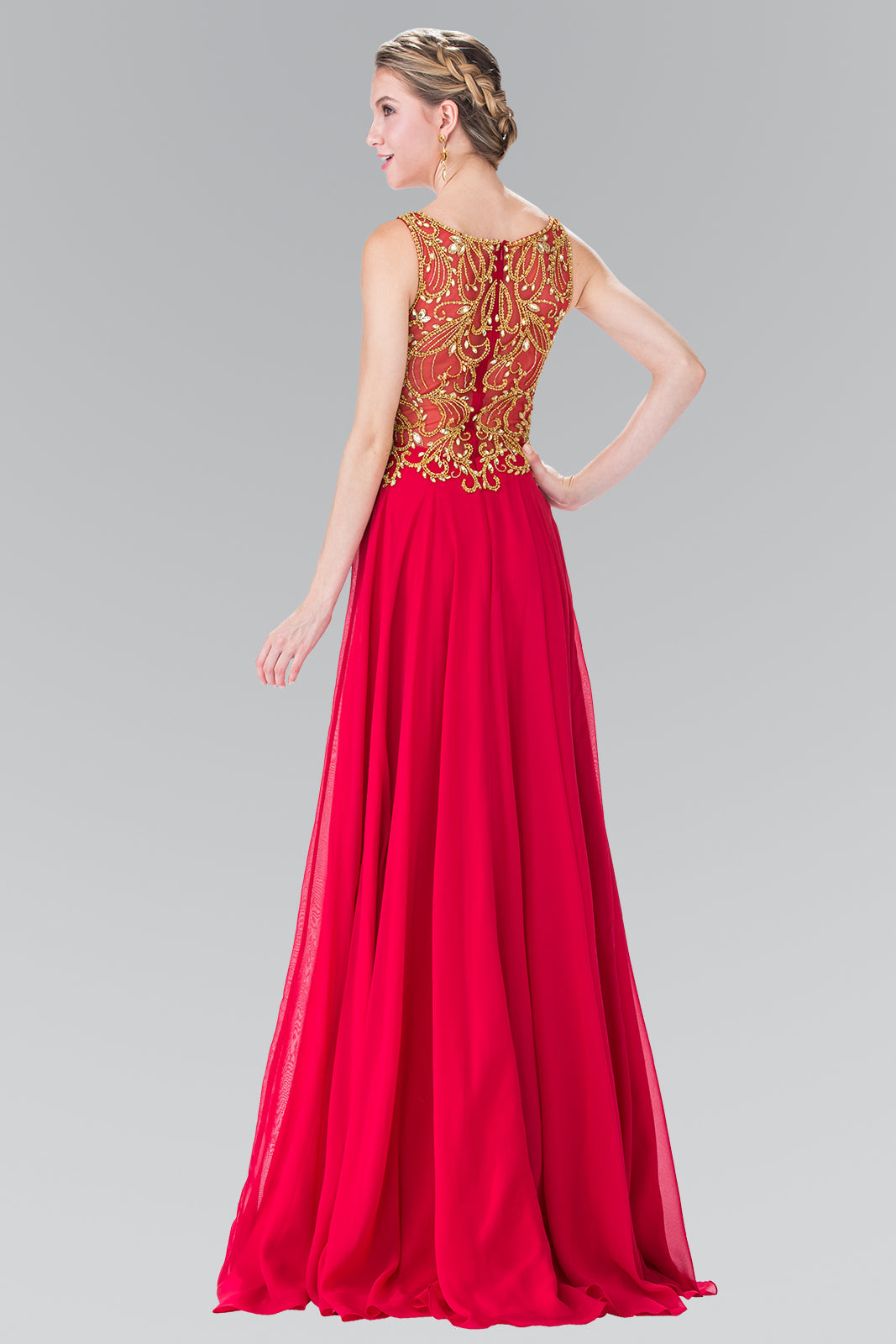 Beads Embellished Bodice Chiffon Prom Dress-smcdress