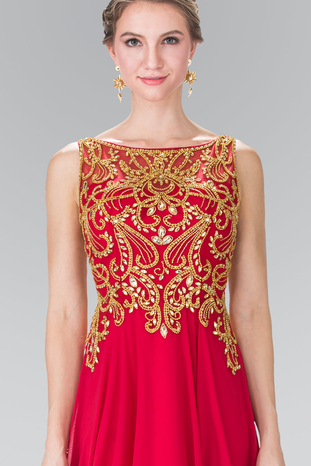 Beads Embellished Bodice Chiffon Prom Dress-smcdress