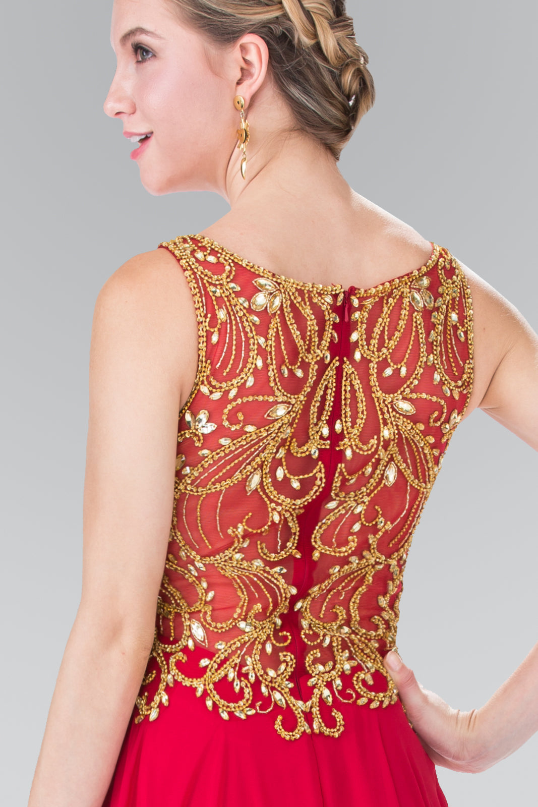 Beads Embellished Bodice Chiffon Prom Dress-smcdress