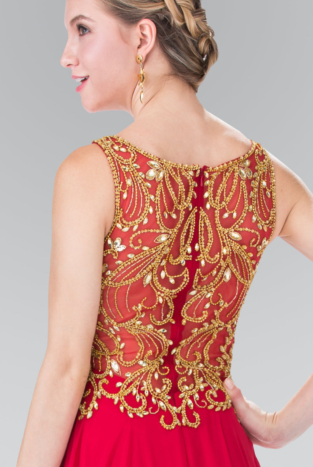 Beads Embellished Bodice Chiffon Prom Dress-smcdress