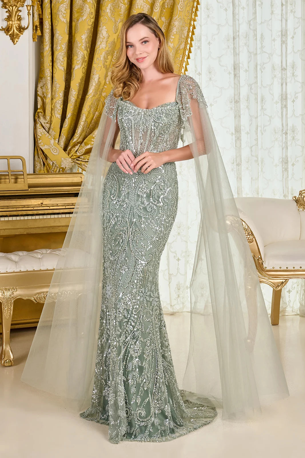 Luxurious Rose Cap Sleeve Corset Gown GLGL3704 | SMCDress Luxurious Rose Cap Sleeve Corset Gown GLGL3704 | SMCDress