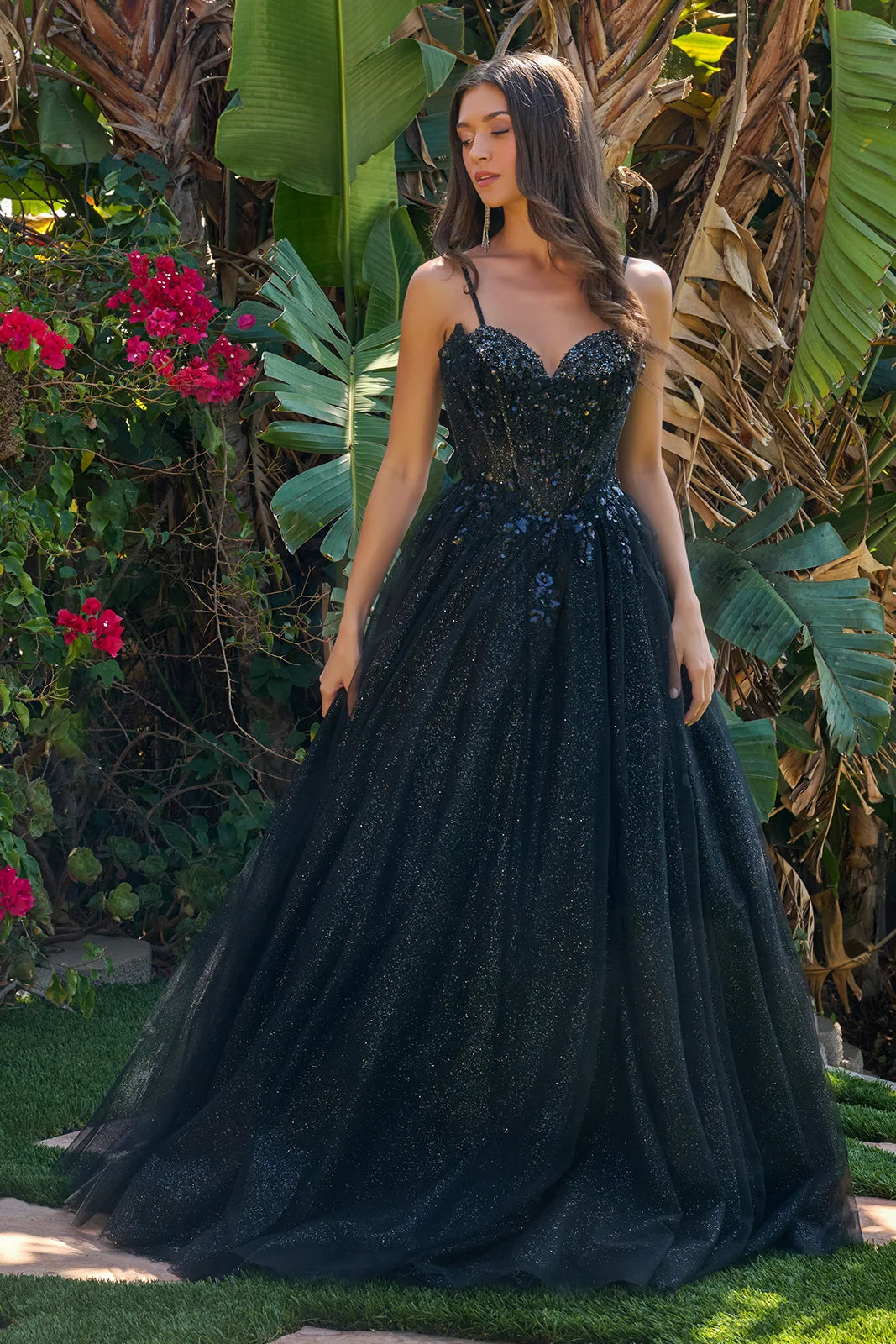 strapless open back dress Hermione Granger Yule Ball Ruffled Pink Dress – Celebrity Glamz main image 1