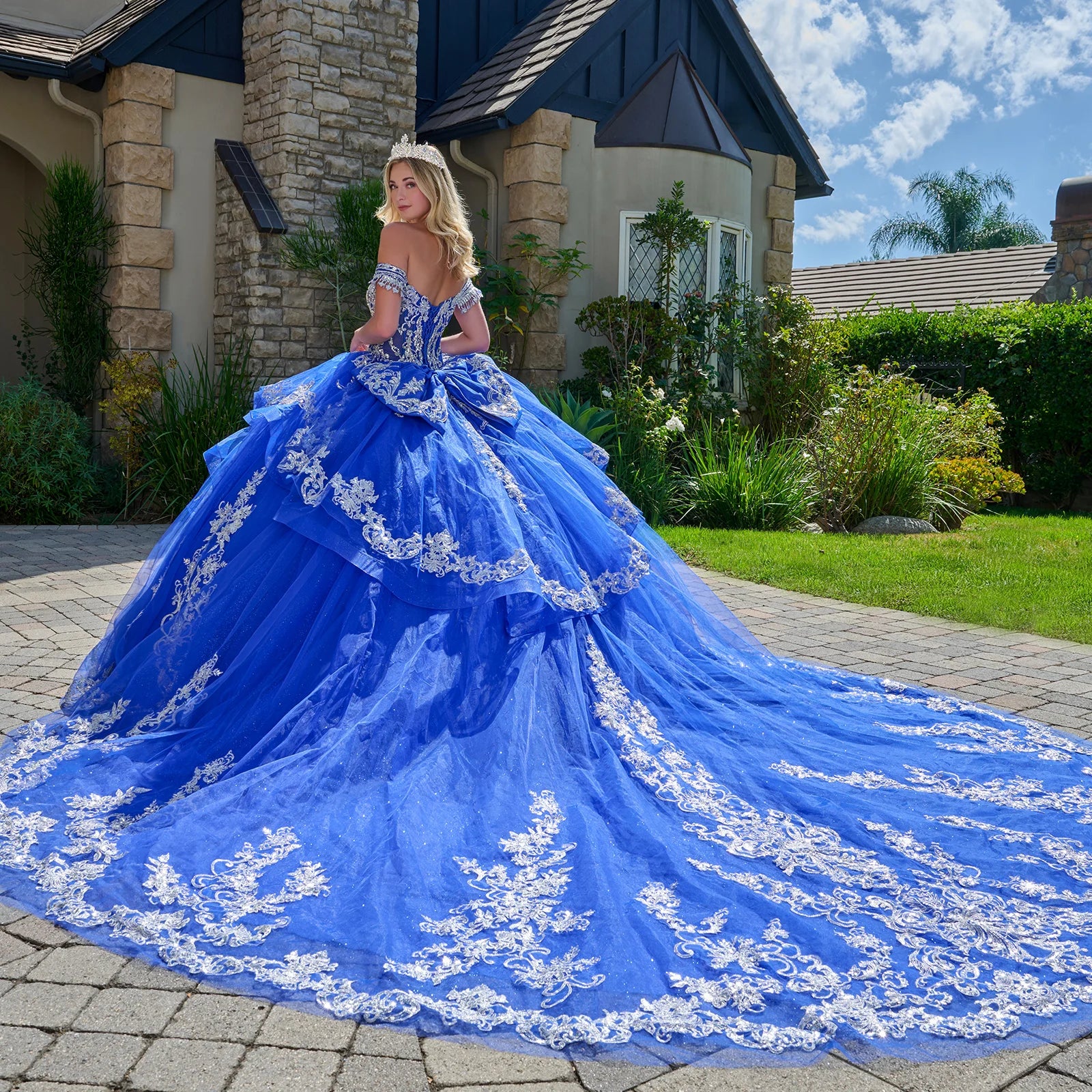 Dreamy Royal Blue Off-Shoulder Formal Gown GLGL3805