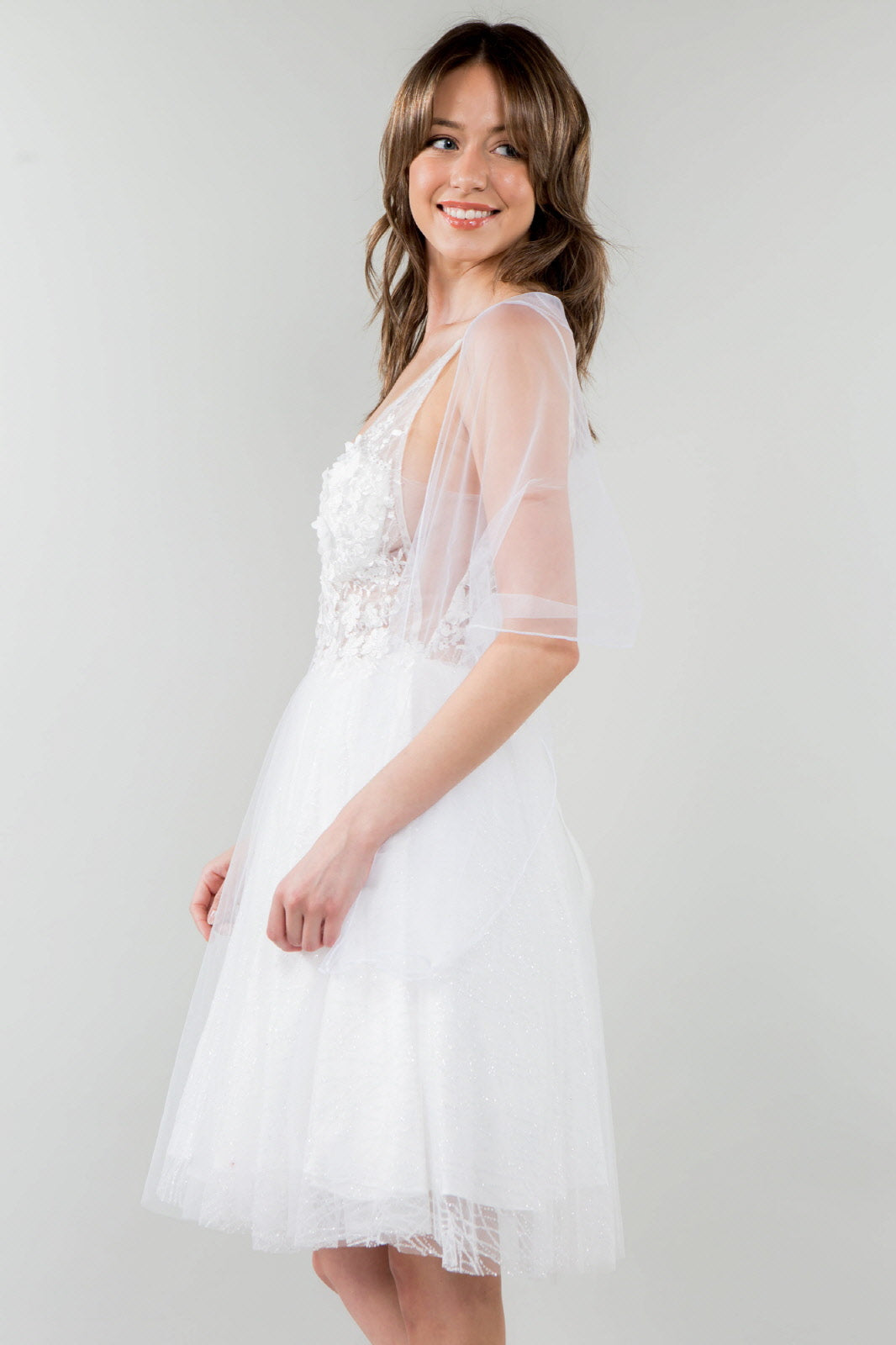 Sheer Bodice V-Neck Glitter Mesh Homecoming Dress GLGS1979 | SMCDress Sheer Bodice V-Neck Glitter Mesh Homecoming Dress GLGS1979 | SMCDress