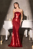 Stunning Navy Sequin Fitted Gown CDJ910 - Cinderella Divine Prom Dress