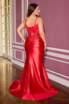 Stunning Red Beaded Lace Gown CDKV1132C - Cinderella Divine Prom Dress