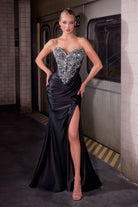 Alluring Black Strapless Fitted Gown CDKV1142 - Cinderella Divine Evening Dress CDKV1142