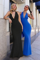 Elegant Blue Fitted Halter Gown CDT505 - Cinderella Divine Prom Dress