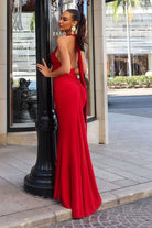 Elegant Blue Fitted Halter Gown CDT505 - Cinderella Divine Prom Dress