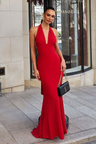 Elegant Blue Fitted Halter Gown CDT505 - Cinderella Divine Prom Dress