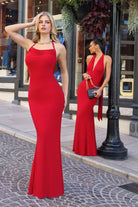 Elegant Blue Fitted Halter Gown CDT505 - Cinderella Divine Prom Dress