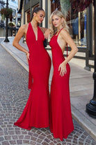 Elegant Blue Fitted Halter Gown CDT505 - Cinderella Divine Prom Dress