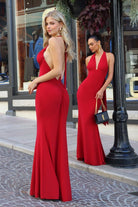 Elegant Blue Fitted Halter Gown CDT505 - Cinderella Divine Prom Dress