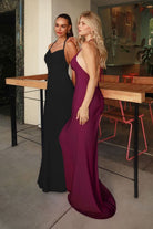 Elegant Black Fitted Halter Gown CDT506 - Cinderella Divine Prom Dress