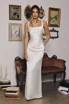 Luxurious White Lace Satin Gown CDT729W - Cinderella Divine Prom Dress