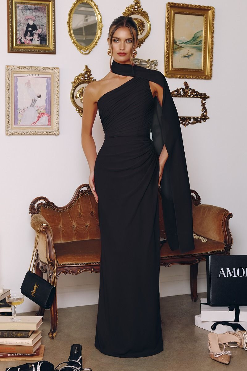 Elegant Light Yellow One-Shoulder Fitted Gown CDT730 - Cinderella Divine Evening Dress CDT730
