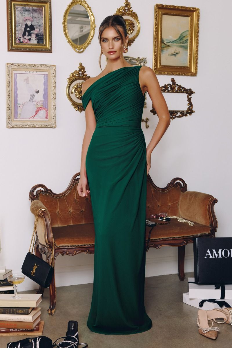 Elegant Light Yellow One-Shoulder Fitted Gown CDT730 - Cinderella Divine Evening Dress CDT730